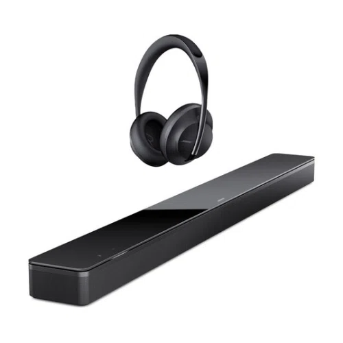 Bose Sound Bar 700 with Built-In Voice Control (Black) with Noise Cancelling Headphones 700 (Black)