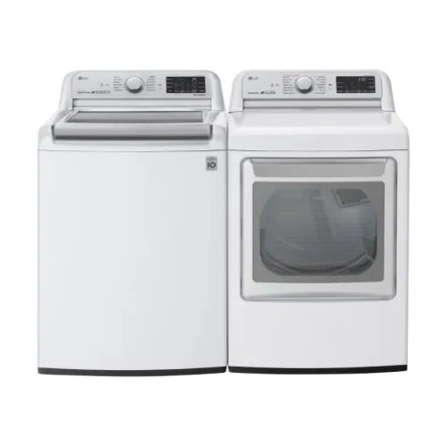 LG LGWADRGW8002 Side-by-Side Washer & Dryer Set with Top Load Washer and Gas Dryer in White