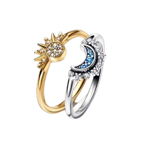 Pandora Celestial Sun & Moon Ring Set