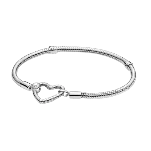 Pandora Moments Heart Closure Snake Chain Bracelet