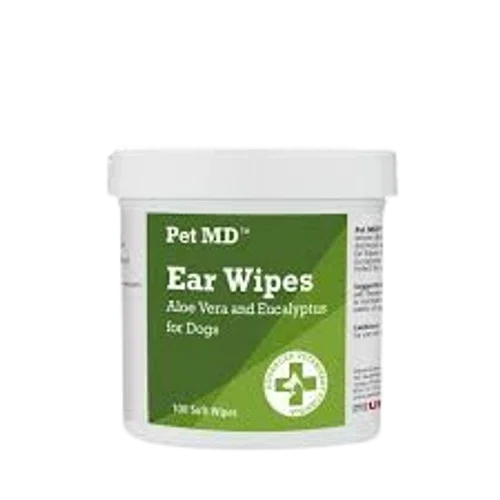 Pet MD Ear Wipes with Aloe Vera and Eucalyptus for Dogs