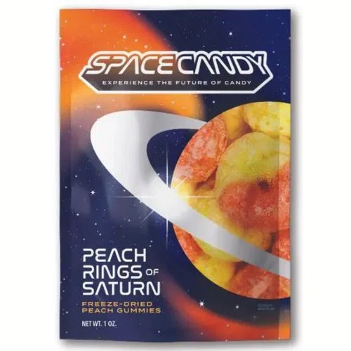 The Candy Space Peach Rings Of Saturn Freeze Dried Peach Gummies