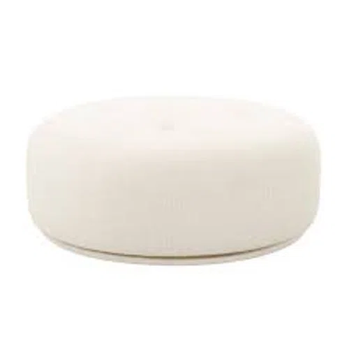 TOV Furniture Fickle Cream Boucle Swivel Ottoman