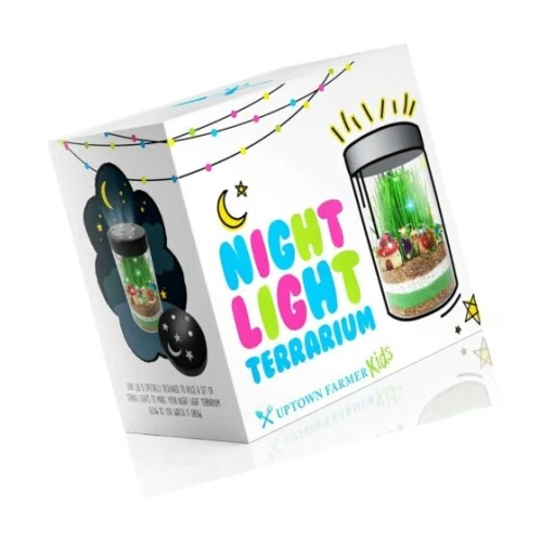 Uptown Farmer Terrarium Kit for Kids with LED Night Light